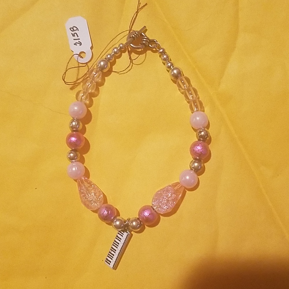 Homemade bracelets pink and silver